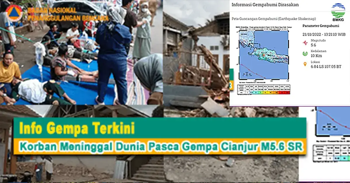 Info Gempa Terkini: Korban Meninggal Dunia Pasca Gempa Cianjur M5.6 SR