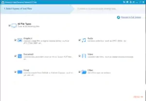 Tampilan awal aplikasi EaseUS, memilih jenis file ekstensi apa saja yang ingin di-scan