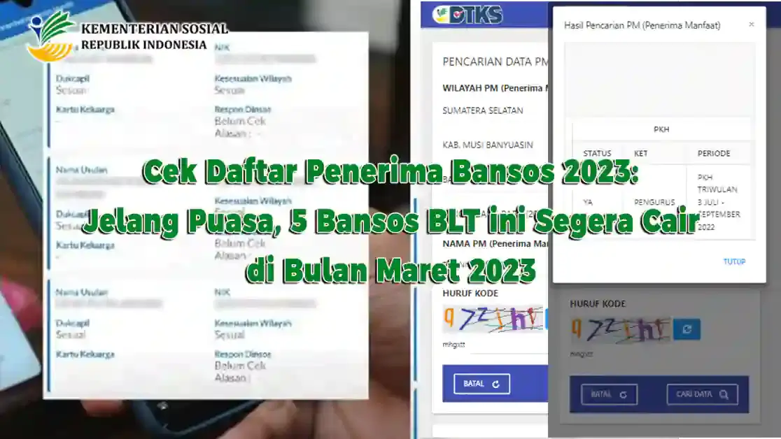 Kementerian Sosial menyalurkan bantuan sosial (bansos) tunai Program Keluarga Harapan (PKH) dan BPNT Sembako menjelang puasa Ramadhan 1444 H.