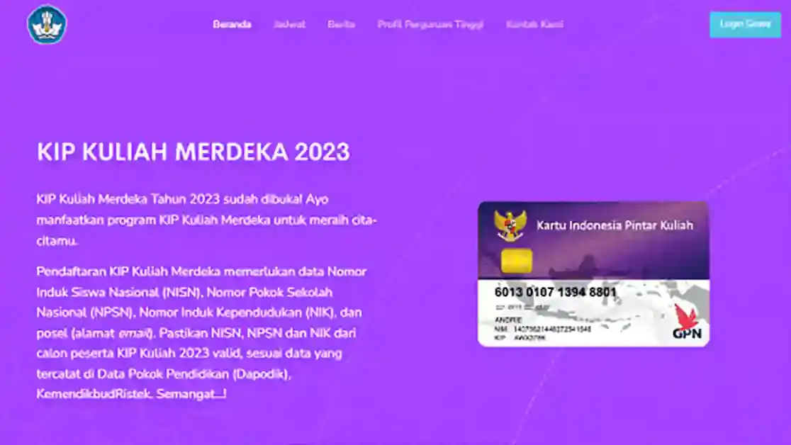 KIP Kuliah Merdeka Tahun 2023 sudah dibuka! Ayo manfaatkan program KIP Kuliah Merdeka untuk meraih cita-citamu.