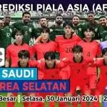 Prediksi Arab Saudi vs Korea Selatan pada Babak 16 Besar Piala Asia 2023 digelar di Stadion Education City, Gursahaiganj, Qatar pada Selasa, 30 Januari 2024 pukul 23.00 WIB dapat ditonton melalui siaran langsung RCTI dan live streaming Vision+