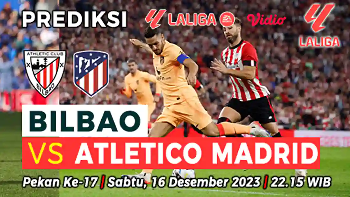 Laga antara Athletic Bilbao vs Atletico Madrid pada pekan 17 LaLiga Spanyol 2023/2024 akan digelar di Stadion San Mames, Bilbao, pada Sabtu, 16 Desember 2023 pukul 22,15 WIB akan tayang melalui live streaming beIN Sports 3 dan Vidio.