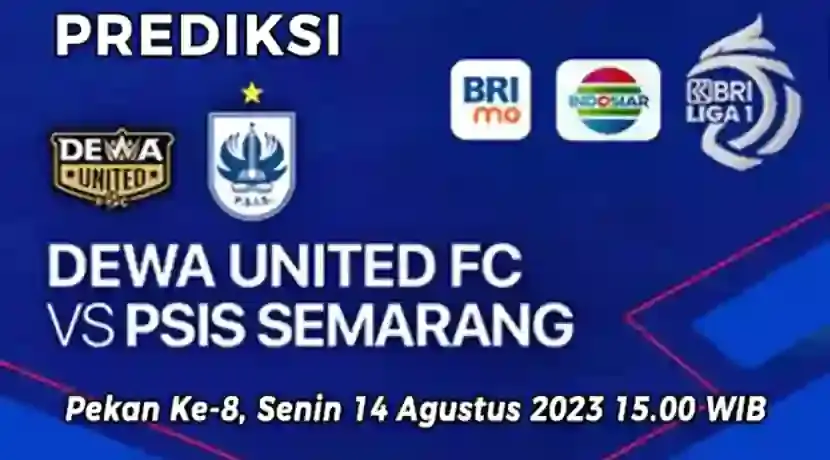 Laga antara Dewa United vs PSIS Semarang pada Pekan ke-8 BRI Liga 1 2023-2024 akan berlangsung di Stadion Indomilk Arena, Senin 14 Agustus 2023. Laga Dewa United vs PSIS akan dimulai pada pukul 15.00 WIB, live di Indosiar.