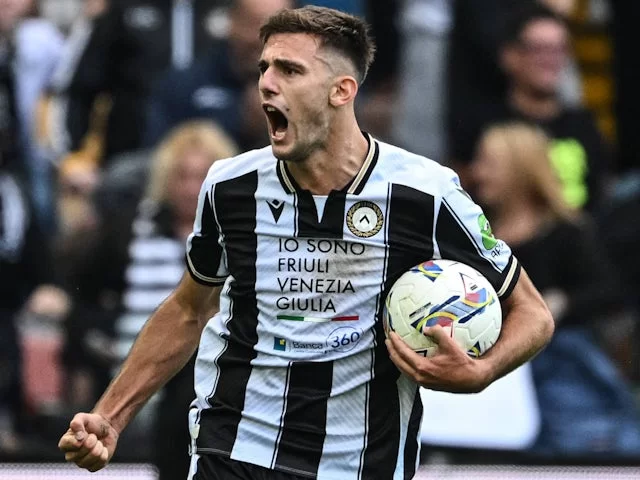 Lorenzo Lucca dari Udinese pada 28 September 2024. (c) Imago