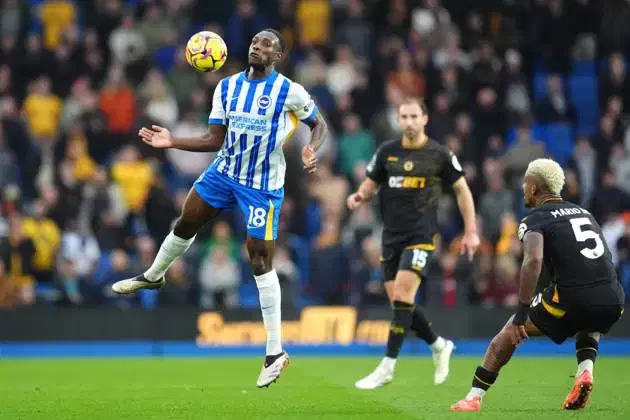 Danny Welbeck dari Brighton and Hove Albion selama pertandingan Liga Primer di Stadion American Express, Brighton and Hove pada Sabtu 26 Oktober 2024. (c) IMAGO/ PA