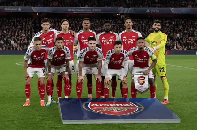 Pemain Arsenal berpose untuk foto tim sebelum pertandingan Liga Champions UEFA 2024 25 Fase Liga MD3 antara Arsenal FC dan FC Shakhtar Donetsk di Stadion Emirates pada 22 Oktober 2024 di London, Inggris. (c) Credit: IMAGO/Visionhaus