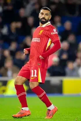 Penyerang Liverpool Mohamed Salah (11) selama pertandingan Piala EFL antara Brighton dan Hove Albion dan Liverpool di Stadion American Express, Brighton dan Hove, Inggris pada 30 Oktober 2024. Foto: IMAGO/Pro Sports Images