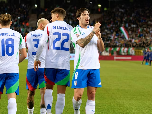 Sandro Tonali dari Italia merayakan golnya pada 14 November 2024 (c) Foto: IMAGO