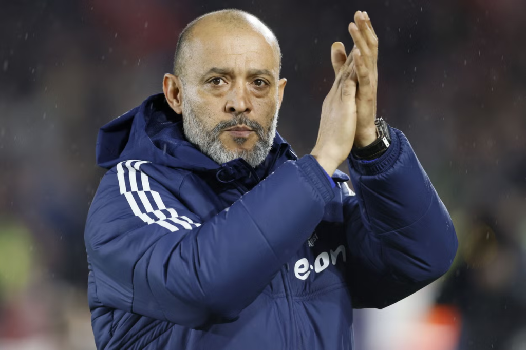 Manajer Nottingham Forest Nuno Espirito Santo saat pertandingan yang sangat penting di Luton 16 Maret 2024 (c) Richard Sellers/PA/PA Wire