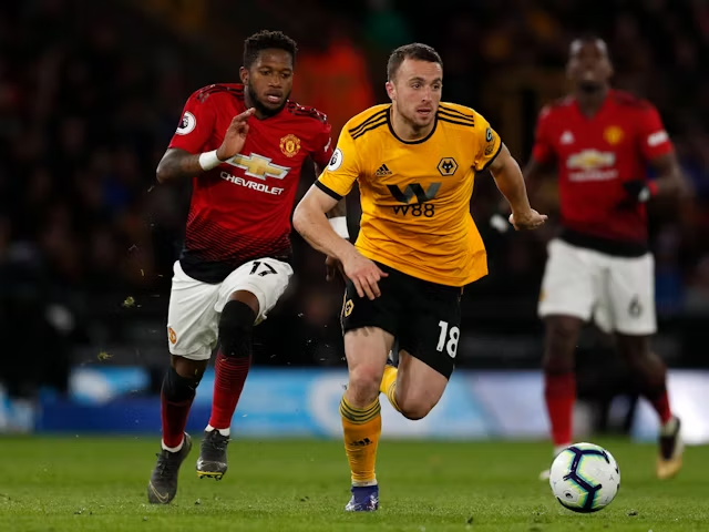 Diogo Jota dari Wolverhampton Wanderers dan Fred dari Manchester United pada tanggal 2 April 2019 (c) IMAGO