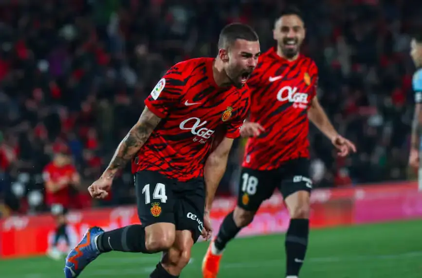 Dani Rodriguez dari Mallorca selebrasi setelah mencetak gol ke 3 dari 14 laga (c) rcdmallorca.es