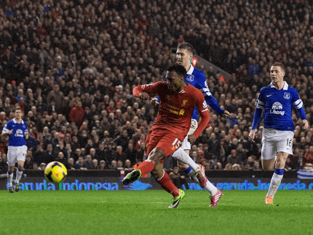 Daniel Sturridge dari Liverpool mencetak gol melawan Everton pada tanggal 28 Januari 2014 (c) Imago