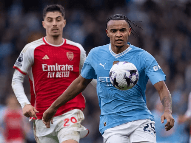 Kai Havertz dari Arsenal dan Manuel Akanji dari Manchester City difoto pada tanggal 31 Maret 2024 (c) Imago