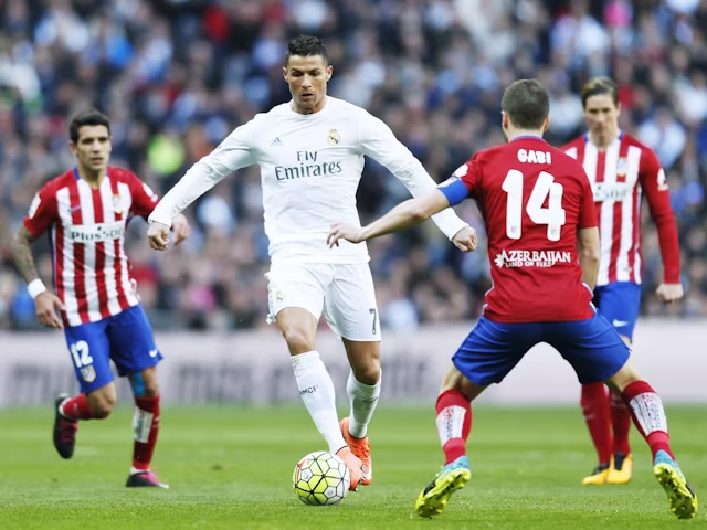 Cristiano Ronaldo beraksi untuk Real Madrid melawan Atletico Madrid pada tanggal 27 Februari 2016 (c) Imago