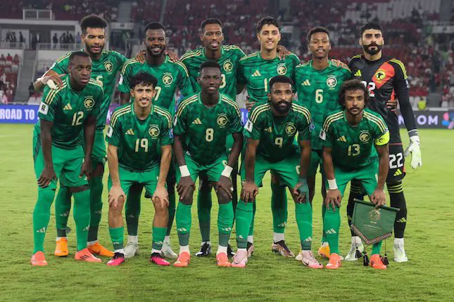 Para Pemain Arab Saudi pada laga lawan Indonesia di Stadion Gelora Bung Karno (c) Abdul Aziz