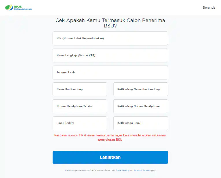 Pengecekan NIK Penerima BSU di BPJS Ketenagakerjaan