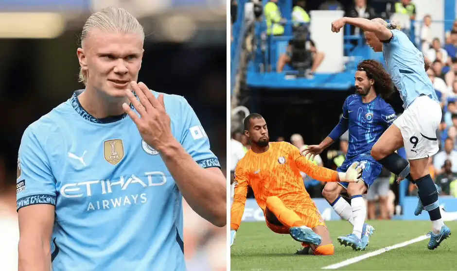 Erling Haaland cetak gol saat City amankan tiga poin di kandang Chelsea (c) GettyImages.