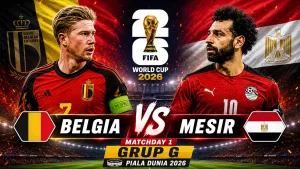 Belgia vs Mesir di Matchday 1 Grup G Piala Dunia 2026