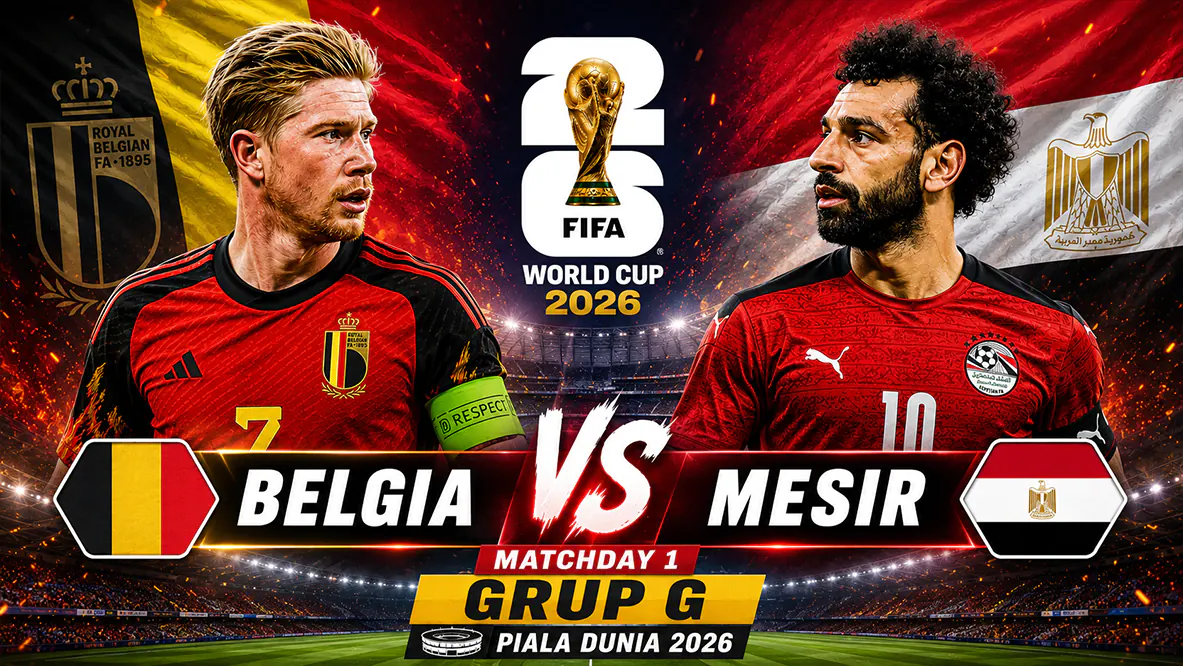 Belgia vs Mesir di Matchday 1 Grup G Piala Dunia 2026