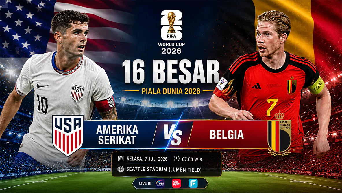 Prediksi Amerika Serikat vs Belgia di Babak 16 Besar Piala Dunia 2026