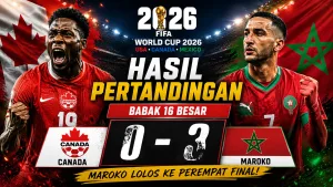Hasil Kanada vs Maroko di Babak 16 Besar Piala Dunia 2026