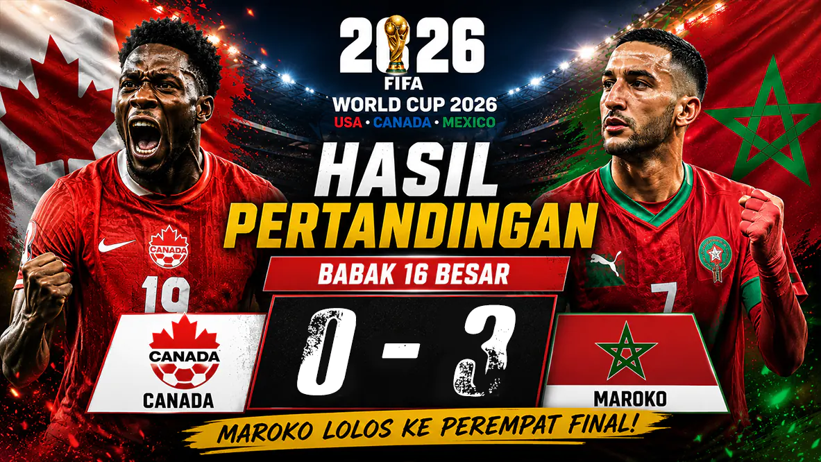 Hasil Kanada vs Maroko di Babak 16 Besar Piala Dunia 2026