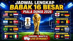 Jadwal Lengkap, Bagan dan Daftar Tim yang lolos Babak 16 Besar Piala Dunia 2026