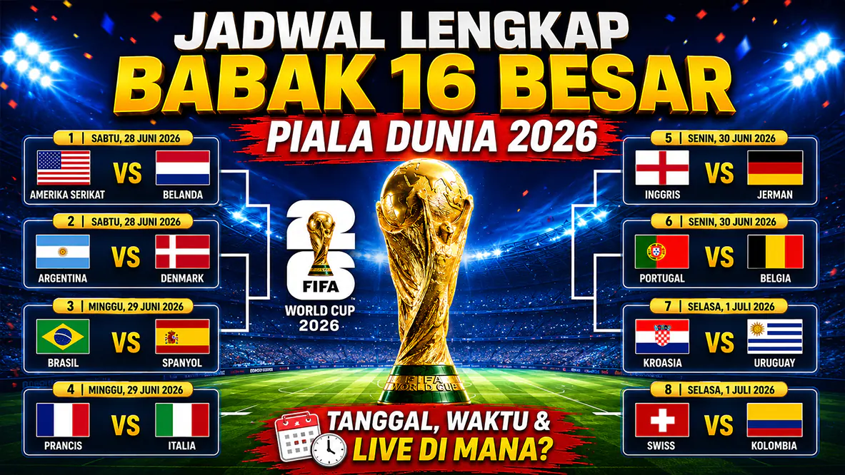 Jadwal Lengkap, Bagan dan Daftar Tim yang lolos Babak 16 Besar Piala Dunia 2026