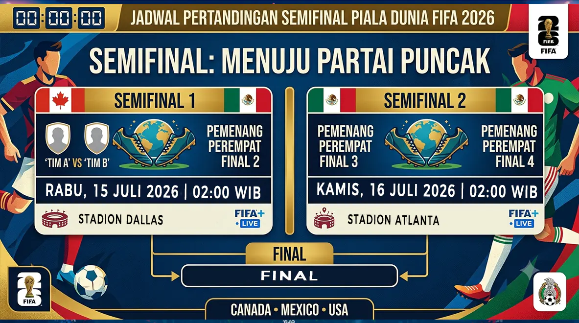 Jadwal Lengkap Semifinal Piala Dunia 2026 (Gemini Generated Image)
