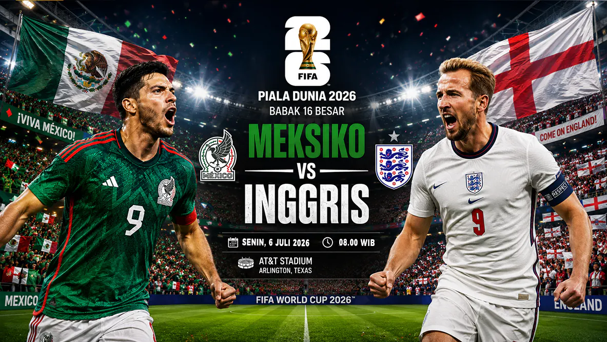 Prediksi Meksiko vs Inggris di Babak 16 Besar Piala Dunia 2026