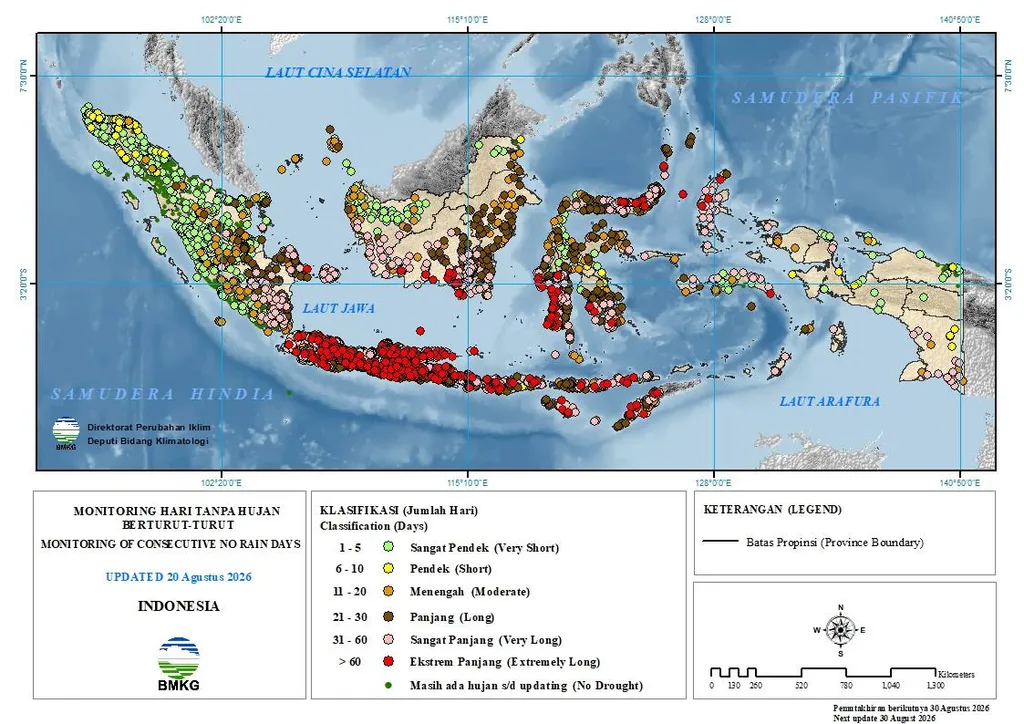 MONITORING HARI TANPA HUJAN (PEMUTAKHIRAN: DASARIAN II AGUSTUS 2026)